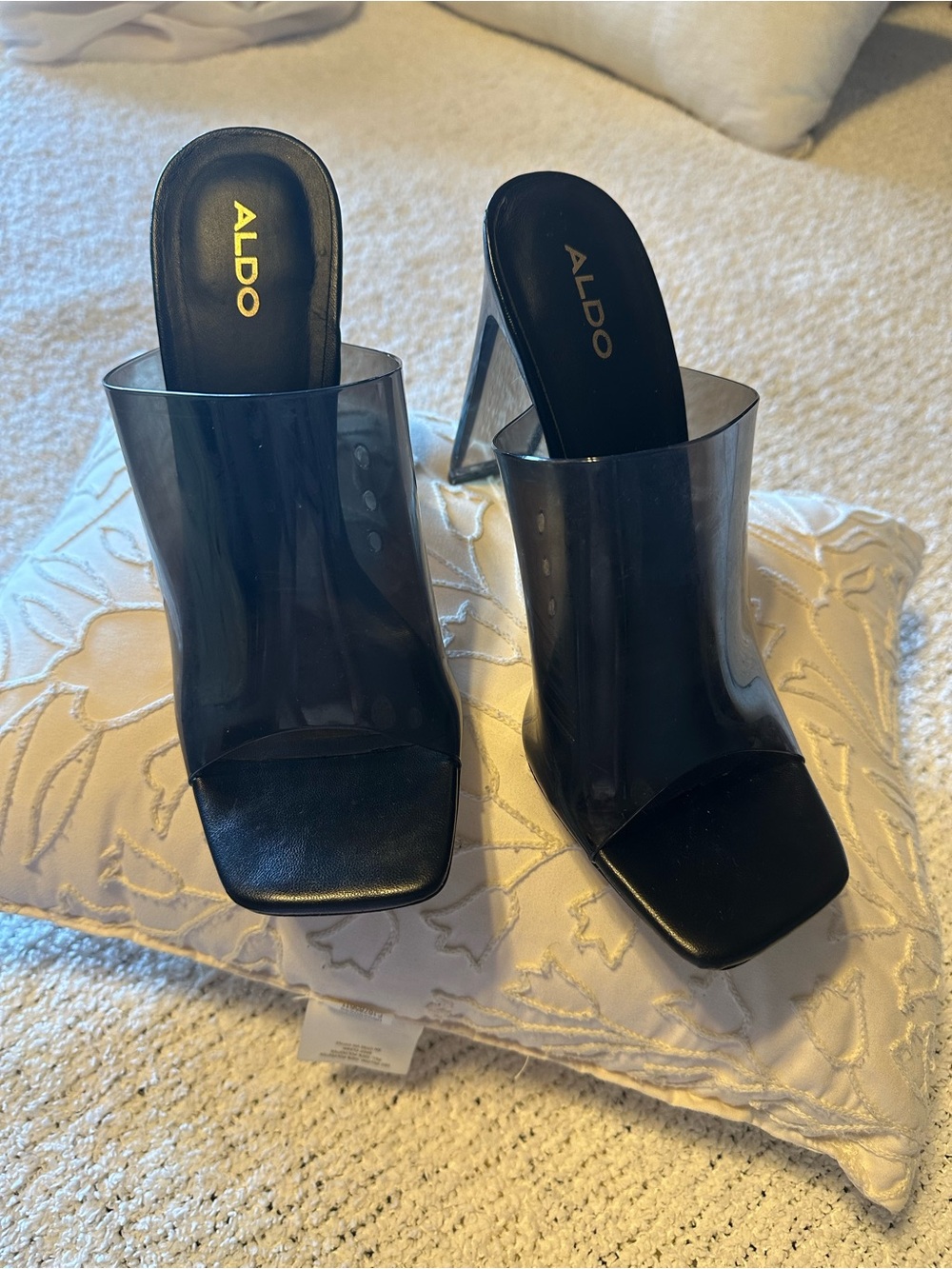 Aldo Black Transparent Mule Stiletto Heels